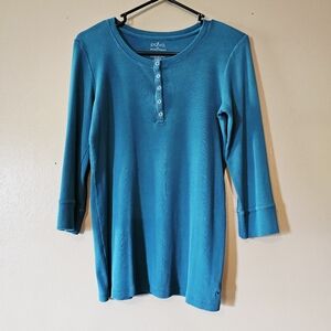 Teal Long Sleeve Henley Top